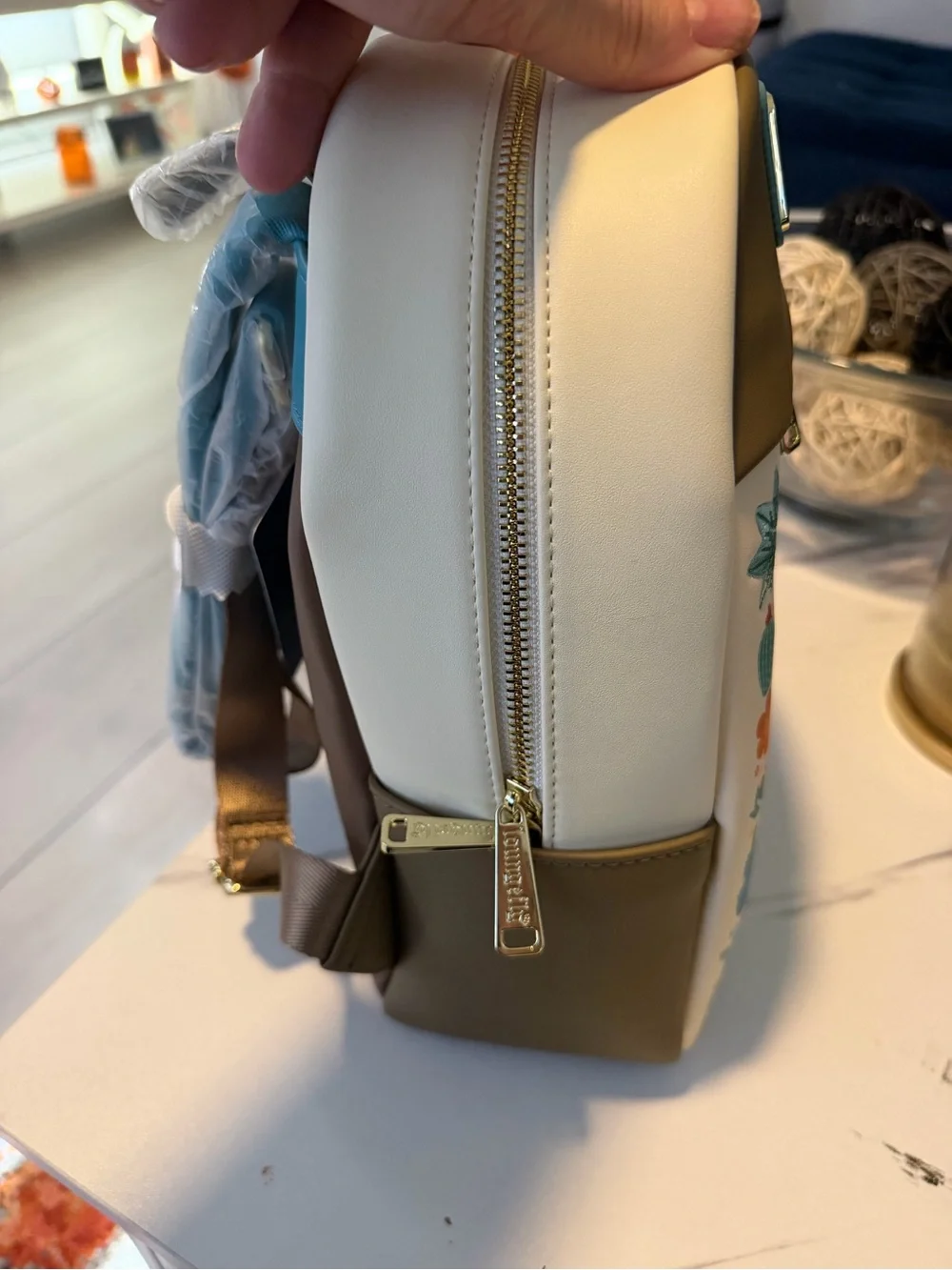 Loungefly Stitch Floral Cactus Mini Backpack - Teal, White & Gray